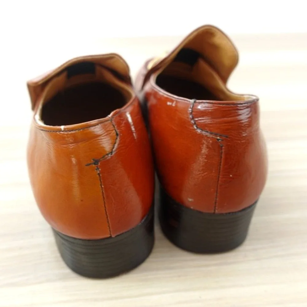 VINTAGE Italian Shoes Kids 35 2.5 Bourbon Brown Leather Horsebit Loafer‎ Formal